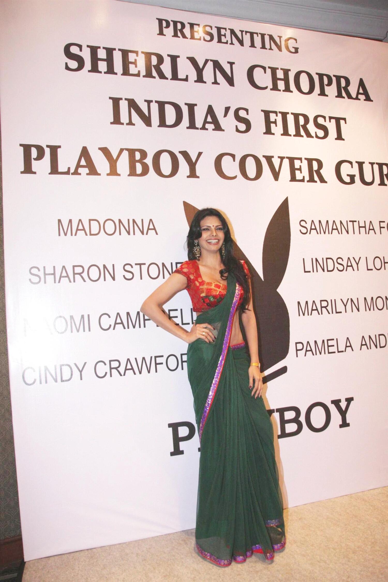 Sherlyn Chopra at the press meet to share her PLAYBOY COVER GIRL photo