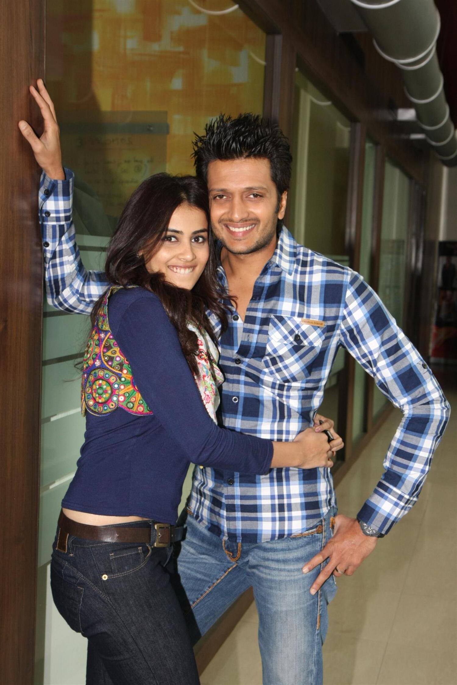 Ritesh Deshmukh with wife Genelia at BIG FM Studios in Mumbai to