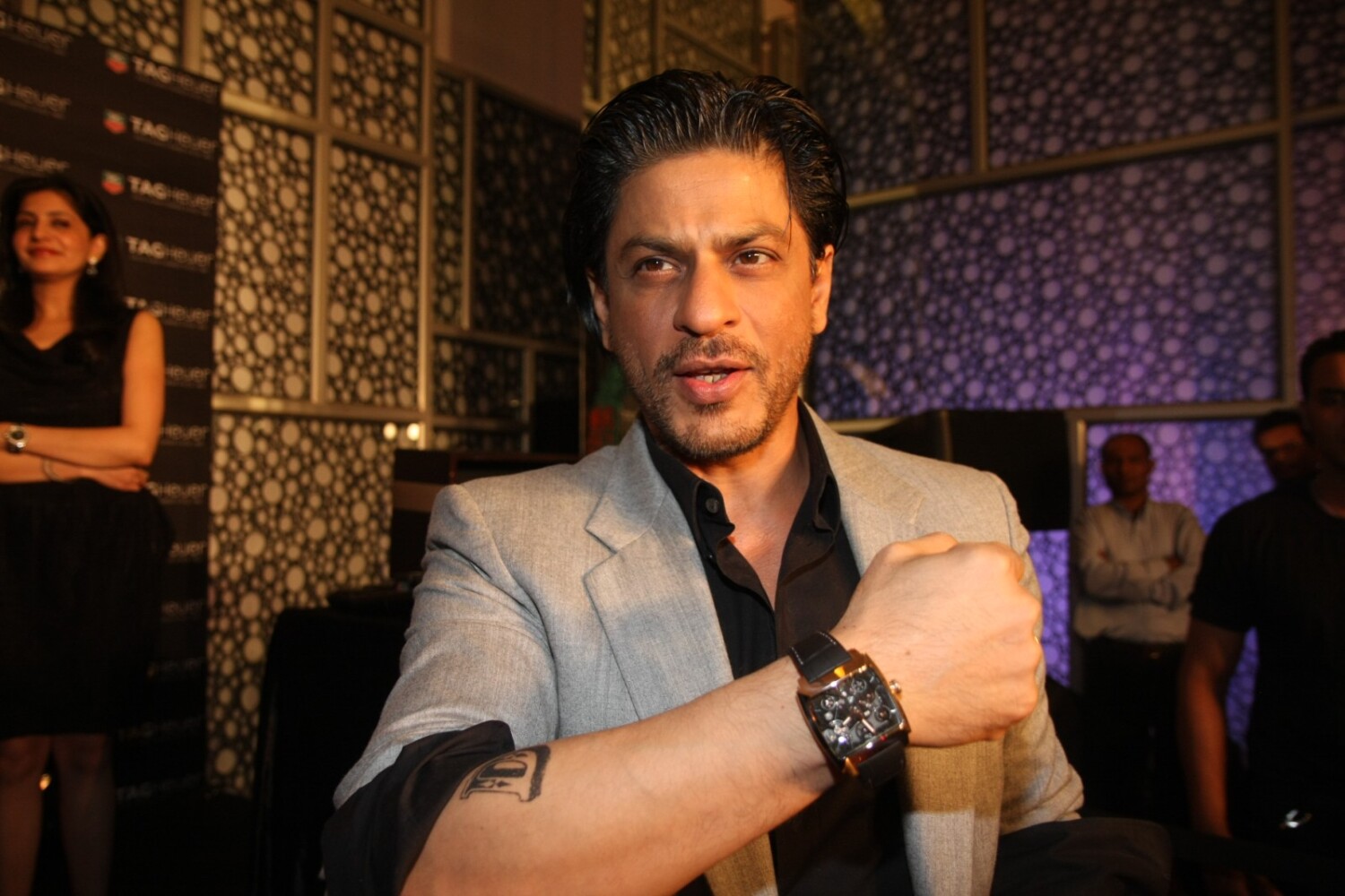 Shah Rukh Khan Striking Funny Poses To Showcase Swiss Watch Brand Tag Heuer New Range Watches At 2355
