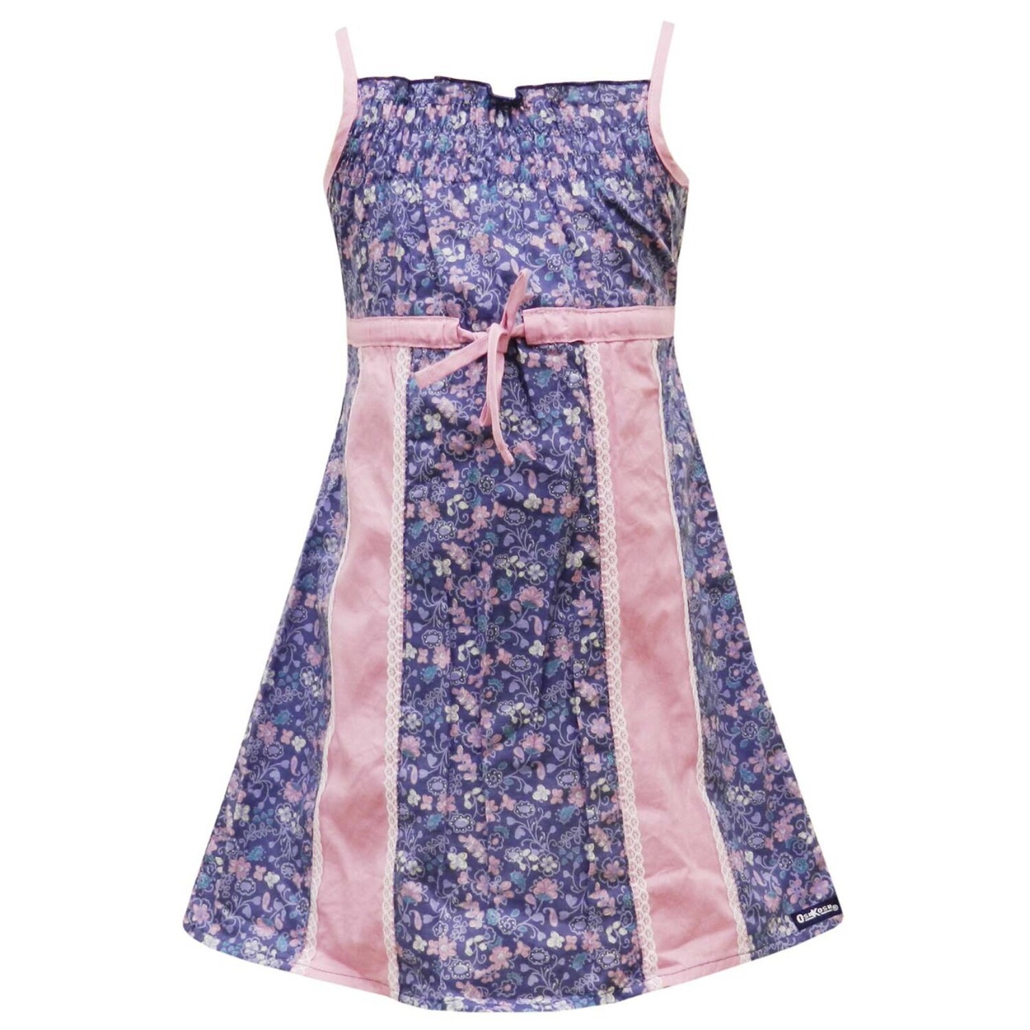 Gorgeous Floral Print Girls Dress With A Tie Pink Panel Dull Pink ...