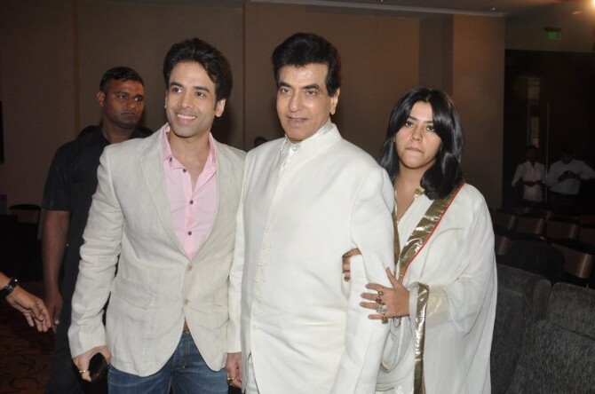 Jeetendra with son Tusshar Kapoor and daughter Ekta Kapoor at the ...