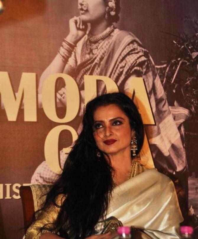 Actress Rekha at the launch of trendy yet traditional Goan culture book ...