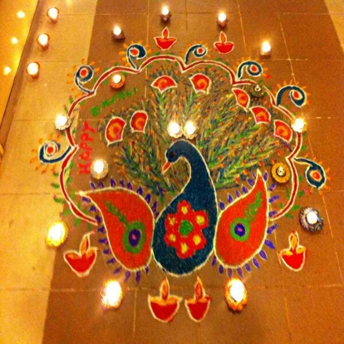 peacock rangoli design : rangoli designs on Rediff Pages